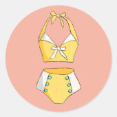 Oude gele bikini badpak ronde sticker (Voorkant)