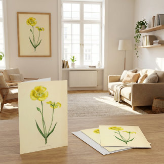 Oude Gele Bloem Illustratie Kaart