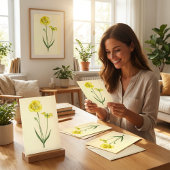 Oude Gele Bloem Illustratie Kaart