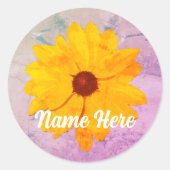 Oude Gele Bloem Retro Roze Marmer Ronde Sticker (Voorkant)