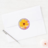 Oude Gele Bloem Retro Roze Marmer Ronde Sticker (Envelop)