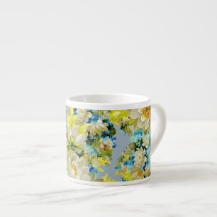 Oude Gele Bloemen Bloemmotief Espresso Kop