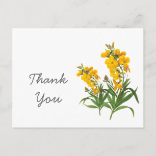 Oude gele bloemen dank je briefkaart