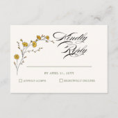 Oude Gele Bloemige Rustieke Trouw-RSVP Informatiekaartje (Voorkant)