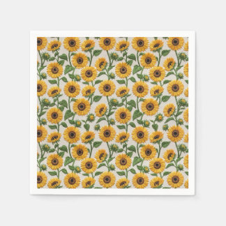 Oude Gele Borduurlook Zonnebloem Motief Servet