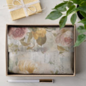 Oude gele en roze rozen tissuepapier (Geschenk)
