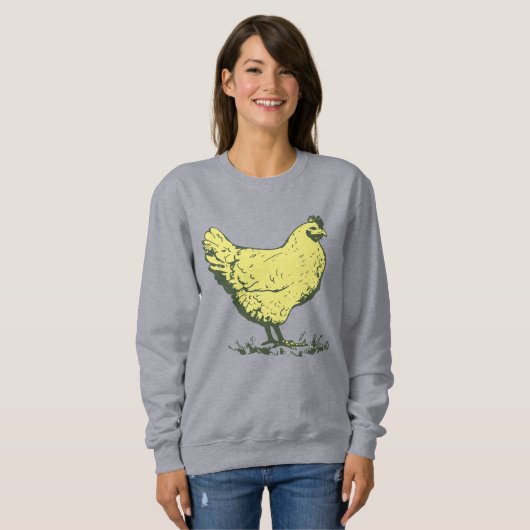 Oude Gele Hen Kip Tekening Pluimveehouderij Trui (Voorkant volledig)