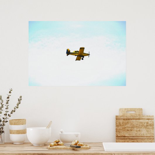 Oude Gele Propeller Vliegtuig Kunst Poster (Keuken)