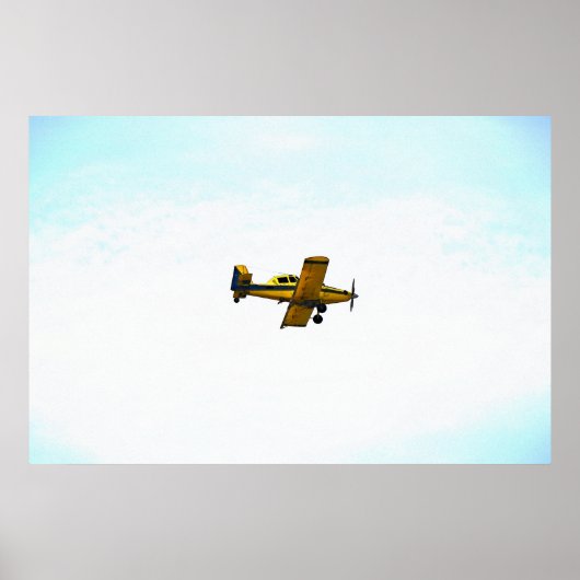 Oude Gele Propeller Vliegtuig Kunst Poster (Voorkant)