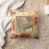 Oude gele roestige rode roos aangepaste trouwfoto kussen (Deken)