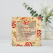 Oude gele roestige rode roos trouwfoto uitnodiging (Staand voorkant)