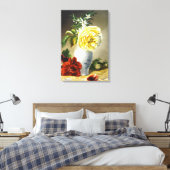 Oude Gele Roos Rode Viooltje Bloemvaas Kunst Canvas Afdruk (Insitu (Slaapkamer))