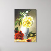 Oude Gele Roos Rode Viooltje Bloemvaas Kunst Canvas Afdruk (Voorkant)