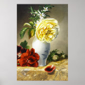 Oude Gele Roos Rode Viooltje Bloemvaas Kunst Poster (Voorkant)