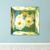 Oude Gele Rose met fashioned - Mirror Box Canvas Afdruk (Insitu (Houten vloer))