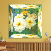 Oude Gele Rose met fashioned - Mirror Box Canvas Afdruk (Insitu (Woonkamer))