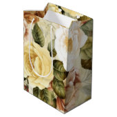 Oude Gele Roze en Witte Rozen Medium Cadeauzakje (Achterkant Gekanteld)