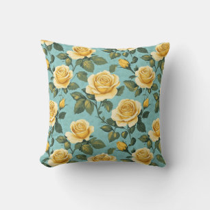 Oude Gele Rozen - Elegant Botanisch Ontwerp Kussen