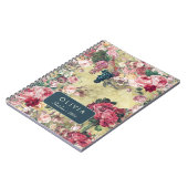 Oude gele shabby chic rozen vaas notitieboek (Linkerzijde)