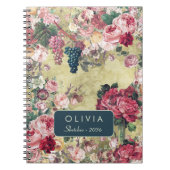 Oude gele shabby chic rozen vaas notitieboek (Voorkant)