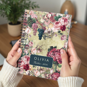 Oude gele shabby chic rozen vaas notitieboek