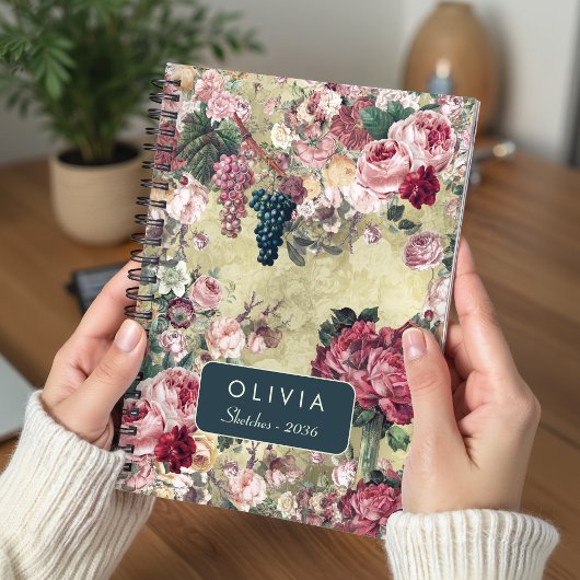 Oude gele shabby chic rozen vaas notitieboek