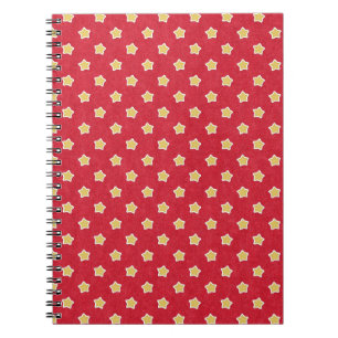 Oude gele sterren op rood patroon notitieboek