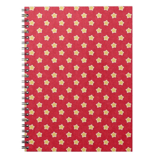 Oude gele sterren op rood patroon notitieboek (Voorkant)