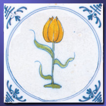 Oude Gele Tulp Blauw Wit Delft