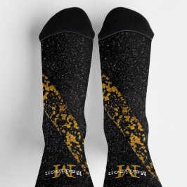 Oude gele verflijn grijs asfalt Monogram Sokken