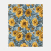 Oude gele zonnebloem blauwe bloempatroon fleece deken (Voorkant)