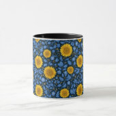 Oude gele zonnebloem blauwe bloempatroon mok (Midden)