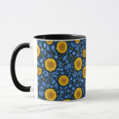 Oude gele zonnebloem blauwe bloempatroon mok (Links)