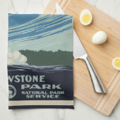 oude gelovigen in het Yellowstone National Park Theedoek (Quarter Fold)