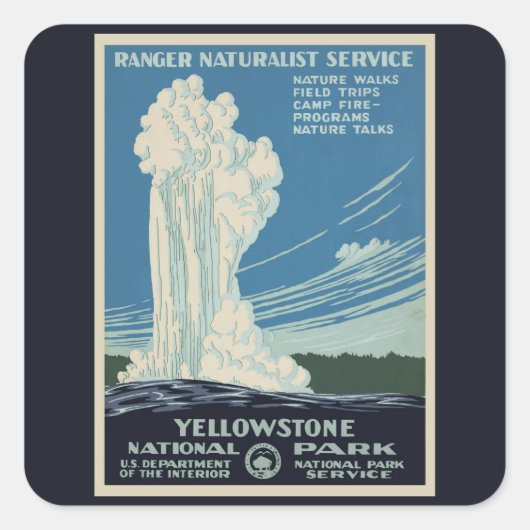 oude gelovigen in het Yellowstone National Park Vierkante Sticker (Voorkant)