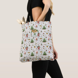 Oude Gelukkig Kerstmis Kerstman Monogram Tote Bag