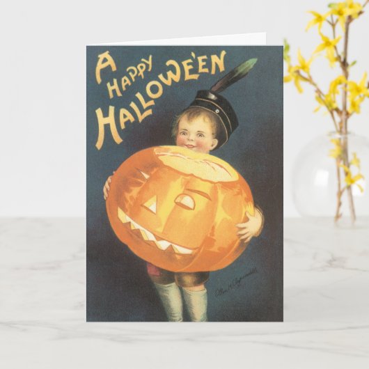 Oude gelukkige Halloween van Ellen Clapsaddle Kaart (Gele Bloem)