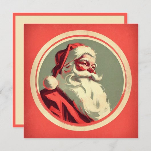 Oude Gelukkige Kerstman Feestdagenkaart (Voorkant / Achterkant)