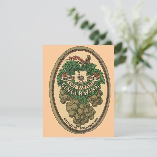 Oude gember wijn label tekst bewerken kaart (Staand voorkant)