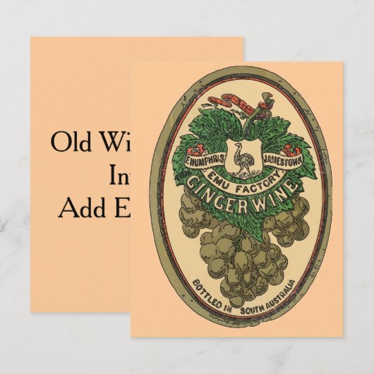 Oude gember wijn label tekst bewerken kaart (Voorkant / Achterkant)