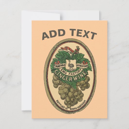 Oude gember wijn label tekst bewerken kaart (Voorkant)