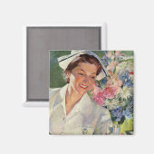 Oude geneeskunde, gelukkige verpleegster in unifor magneet (Voorkant / Achterkant)