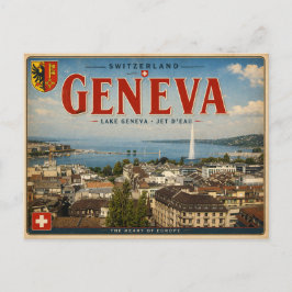 Oude Genève - Zwitserland - Meer van Genève Briefkaart