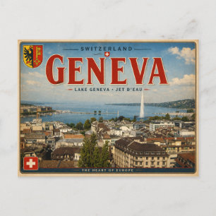 Oude Genève - Zwitserland - Meer van Genève Briefkaart