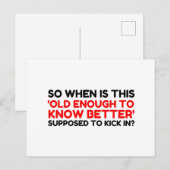 Oude genoeg om beter te weten briefkaart (Voorkant / Achterkant)