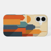 Oude geometrische stad iPhone 16 hoesje (Achterkant horizontaal)