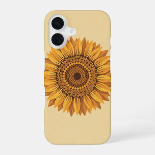 Oude geometrische zonnebloemen iPhone 16 hoesje