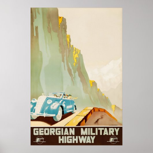Oude Georgische Militaire Snelweg Reisposter Poster (Voorkant)