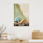Oude Georgische Militaire Snelweg Reisposter Poster (Keuken)