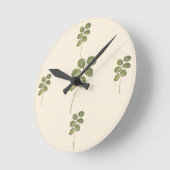 Oude geperste botanische eucalyptusblad ronde klok (Hoek)